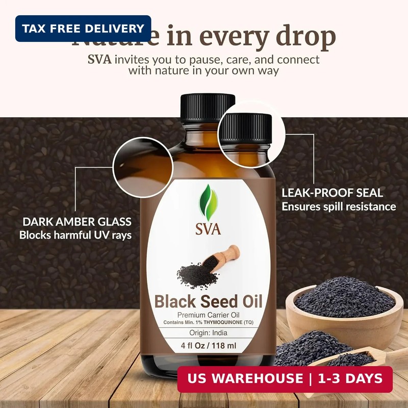 SVA Black Seed Oil - 4 Fl Oz - 100% Natural Cold Pressed Black Seed Oil - for Fa gallery