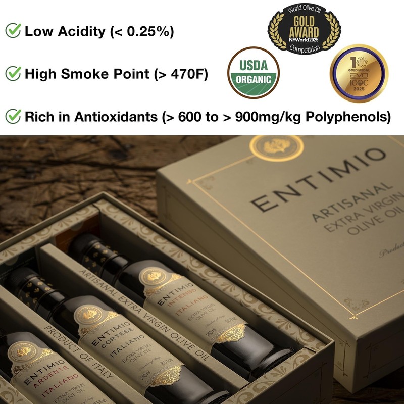 Entimio Collection Organic Italian Extra Virgin Olive Oil Gift Set from Italy... gallery
