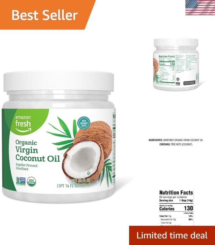 Pure Organic Virgin Coconut Oil – 30 Oz, Perfect for Cooking and Baking