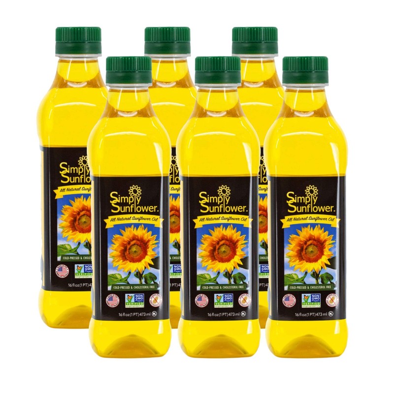 Sunflower Oil | Pack of 6 | 16 oz | Non GMO, Gluten Free, Vegan | Simply Sunflow