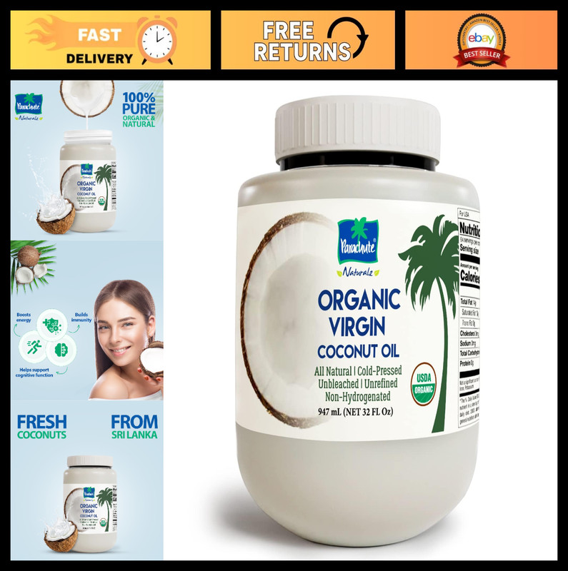 Organic Virgin Coconut Oil – Cooking, Hair & Body Oil | Cold Pressed, Unrefined,