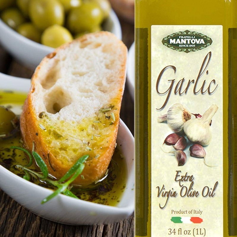 Garlic-Infused Extra Virgin Olive Oil - 34 oz Cold-Pressed Glass Bottle (2-Pack) gallery