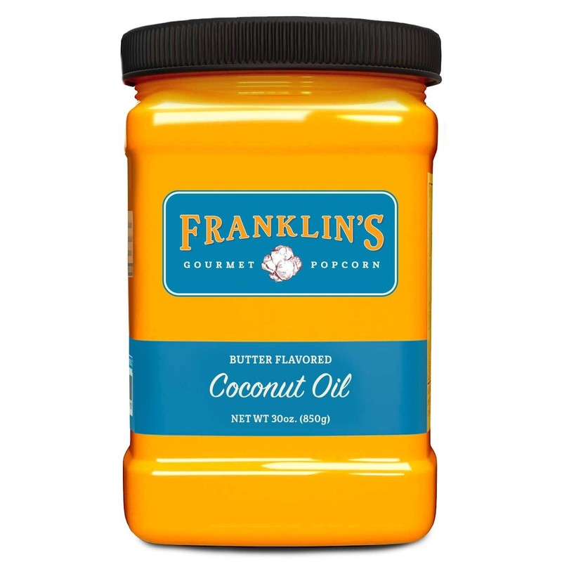Franklin’s Gourmet Popcorn Butter Flavored Coconut Oil 30oz. Expires 10/23/2027
