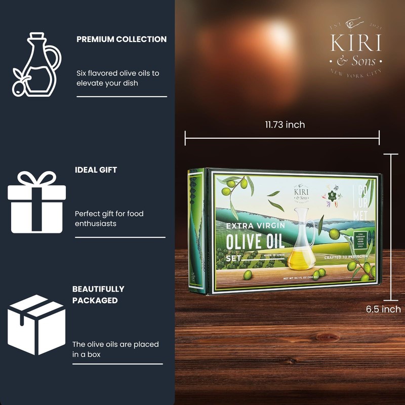 Kiri & Sons Olive Oil Gourmet Sampler Gift Set of 6 - Premium Extra-Virgin Bl... gallery