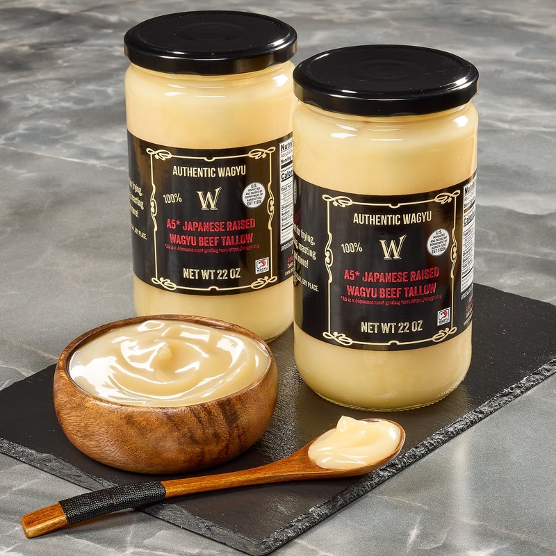 2PK Premium Japanese Wagyu A5 Beef Tallow 44Oz Total Jars Authentic Cooking Fat