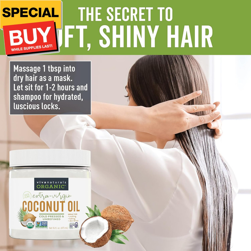 Organic Coconut Oil - Unrefined, Cold-Pressed Extra Virgin Coconut Oil, USDA Org gallery