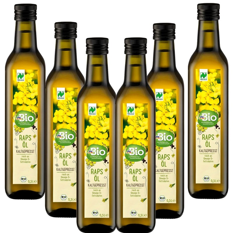 6x 16.9oz DM Bio Rapeseed Oil,Cold-Pressed Gluten Free Lactose-Free,No Aroma Oil