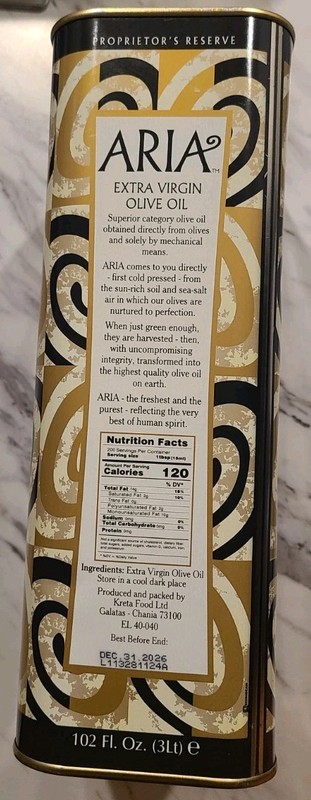 (Empty Can Only) Aria Greek Harvest Extra Virgin Olive Oil from West Crete 3 Ltr gallery