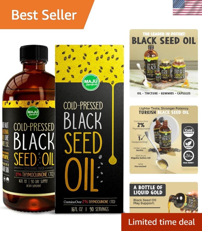 MAJU’s Black Cumin Seed Oil, 16oz – 3x% Thymoquinone, Cold Pressed, Non-GMO, …