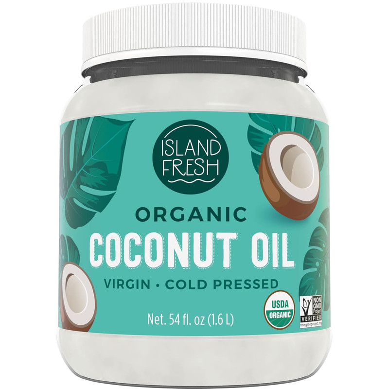 Island Fresh Organic Coconut Oil (54 Oz) for Baking, Cooking, Hair & Skin NonGMO
