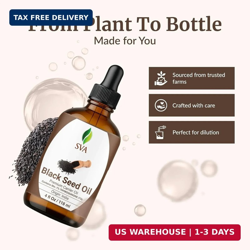 SVA Black Seed Oil - 4 Fl Oz - 100% Natural Cold Pressed Black Seed Oil - for Fa gallery