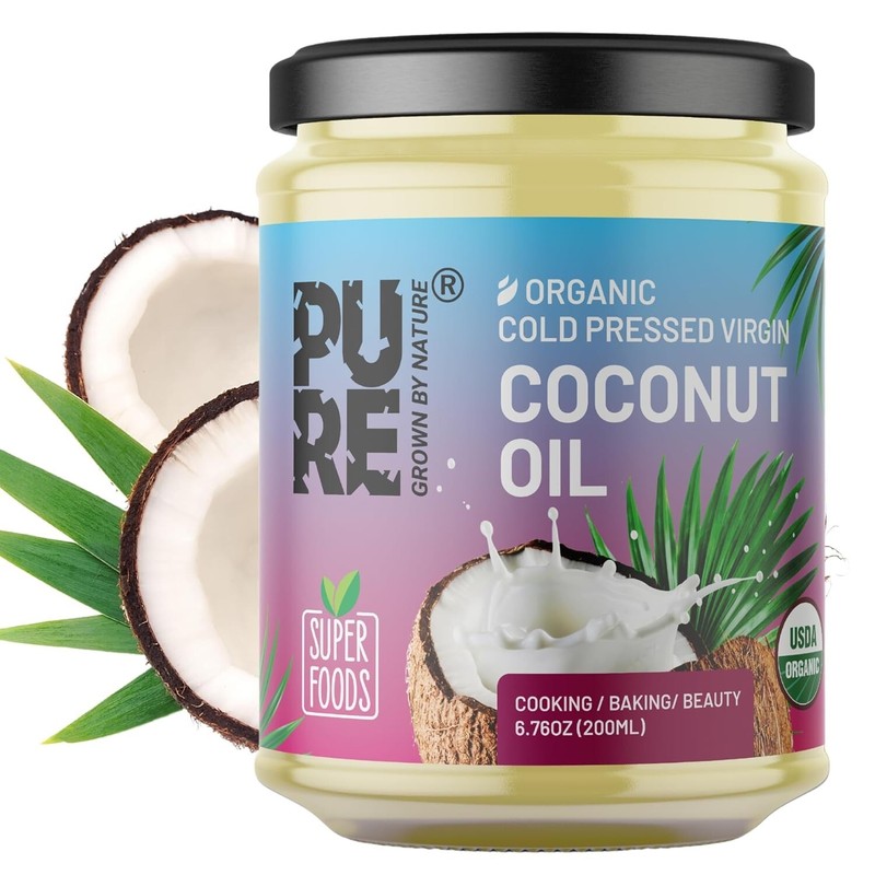 Pure Organic Cooking Coconut Oil 16.90 Oz Extra Virgin Cold Pressed Hair &Skin