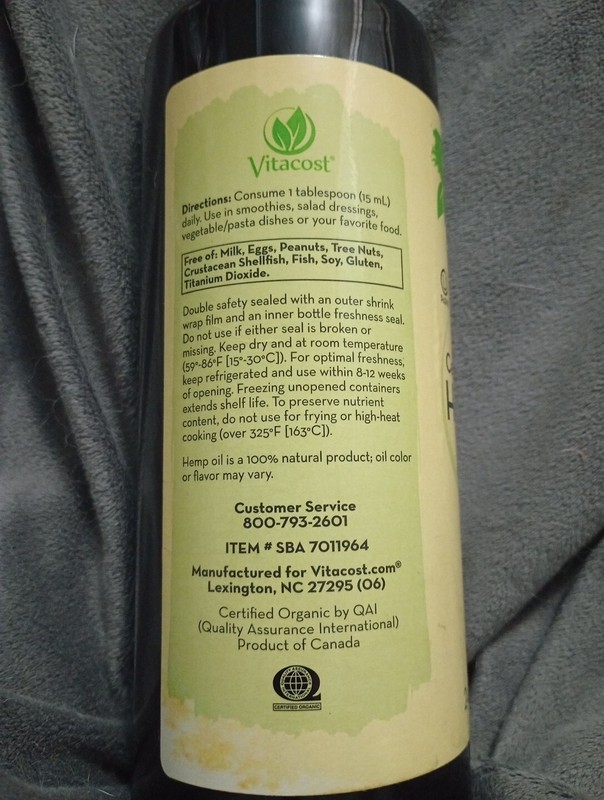 24 Oz Certified Organic Hemp Oil, Vitacost gallery