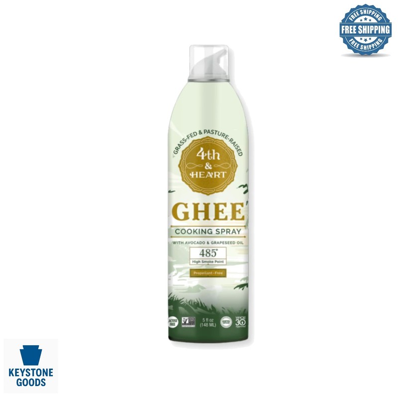 5oz Grass-Fed Ghee Spray Non-Stick Cooking Oil – High Smoke Point 485°F, Pale…