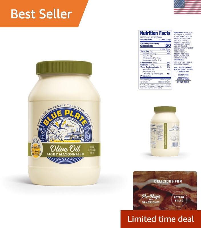 Rich and Creamy 30 Fl Oz Light Mayonnaise with Olive Oil - Culinary Classic