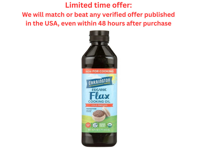 Carrington Farms Organic Flax Cooking Oil 16oz | Cold Pressed Oil | Clearance