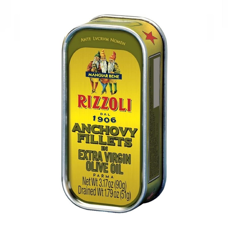 Rizzoli Anchovy Fillets in Extra Virgin Olive Oil, 3.17 Ounce (Pack of 1)