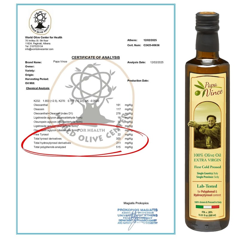 Papa Vince Olive Oil Extra Virgin - First Cold Press 16.91 Fl Oz (Pack of 1) gallery