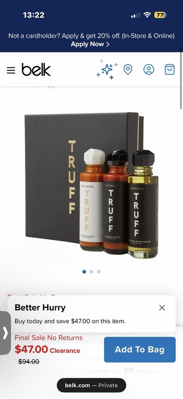 3 Pack Truff 1 White Truff Hot Sauce 1 Black Truff Hot Sauce 1 Truff Infuse Oil