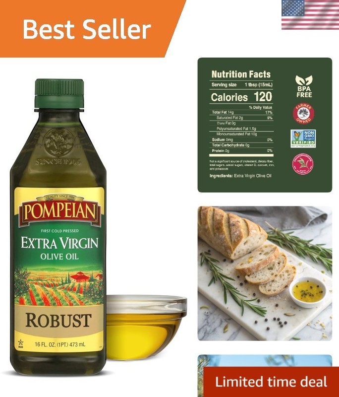 Gourmet 16 Fl Oz Cold Pressed Extra Virgin Olive Oil – Health-Boosting Flavor