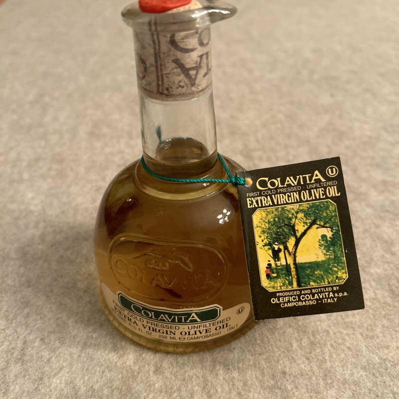 1 decorative decanter Colavita xtra virgin olive oil in 8 1/2 oz 250 ml unopened