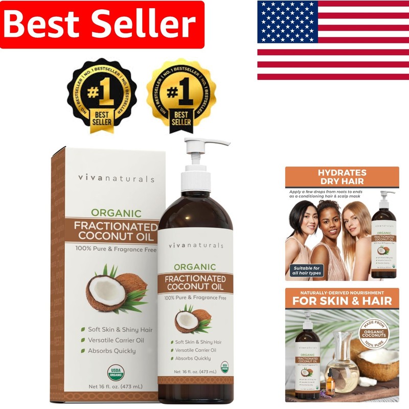 16 fl oz Organic Coconut Carrier Oil – Ideal for Essential Oils and Moisturizers