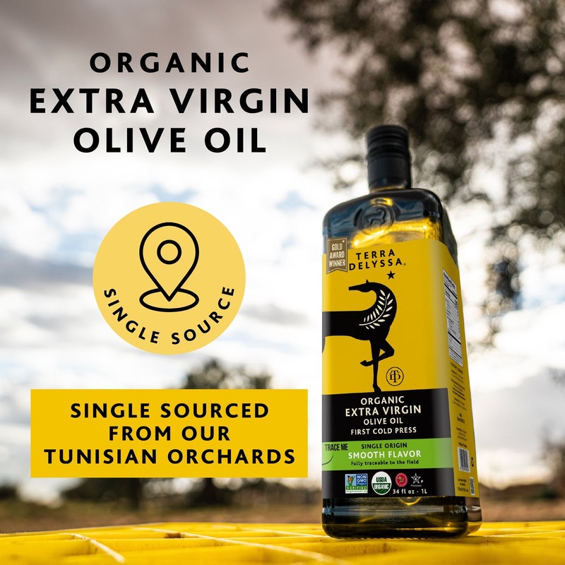 Terra Delyssa Organic Extra Virgin Olive Oil, 34 fl. oz. Glass gallery