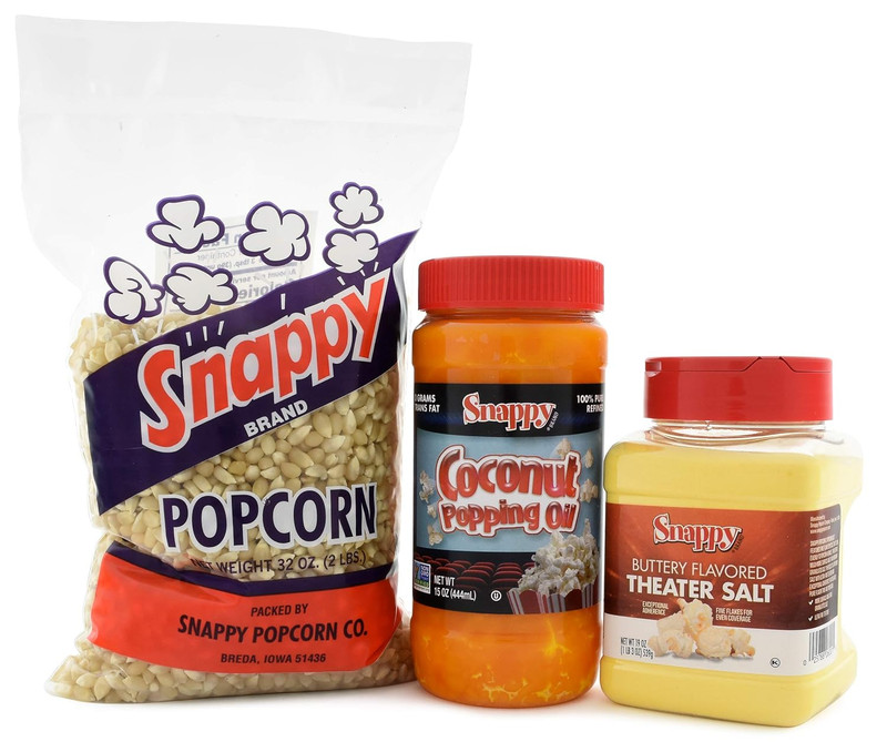 White Popcorn Kernels, 2Lb, Pure Colored Coconut Popping Oil, 15 Oz, Buttery Fla