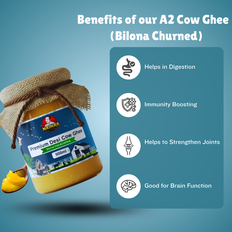 Nainaa Ghee 1L | Traditional Indian Cow Ghee | Bilona Method | FSSAI Certified