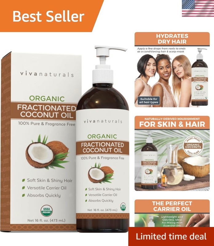 16 fl oz Organic Fractionated Coconut Oil – Ideal Carrier Oil & Moisturizer