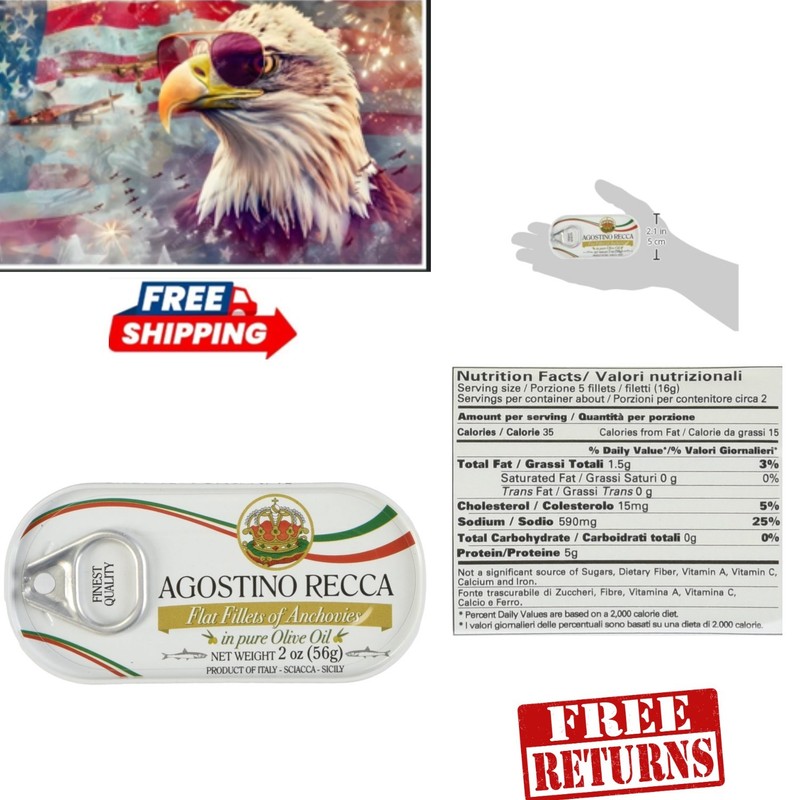 Delicious Anchovies in Olive Oil – Pack of 10 Tins (2 oz Each), Italian Delicacy