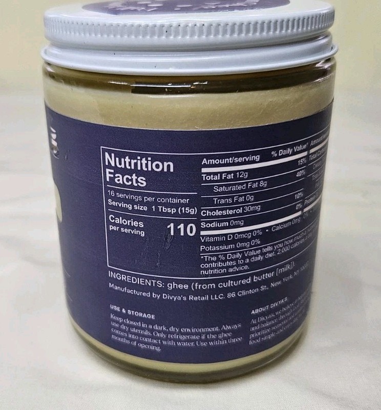 Divya's Full-Moon Ghee, Small Batch Organic Grass-Fed Clarified Butter, 8fl.oz. gallery