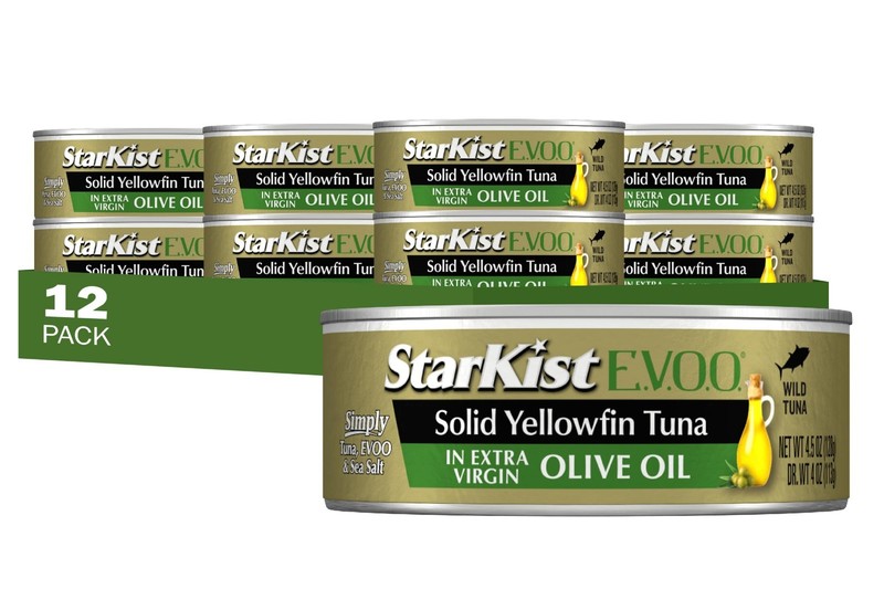 Solid Yellowfin Tuna in Extra Virgin Olive Oil - 4.5 oz Can, Pack of 12, High Pr gallery