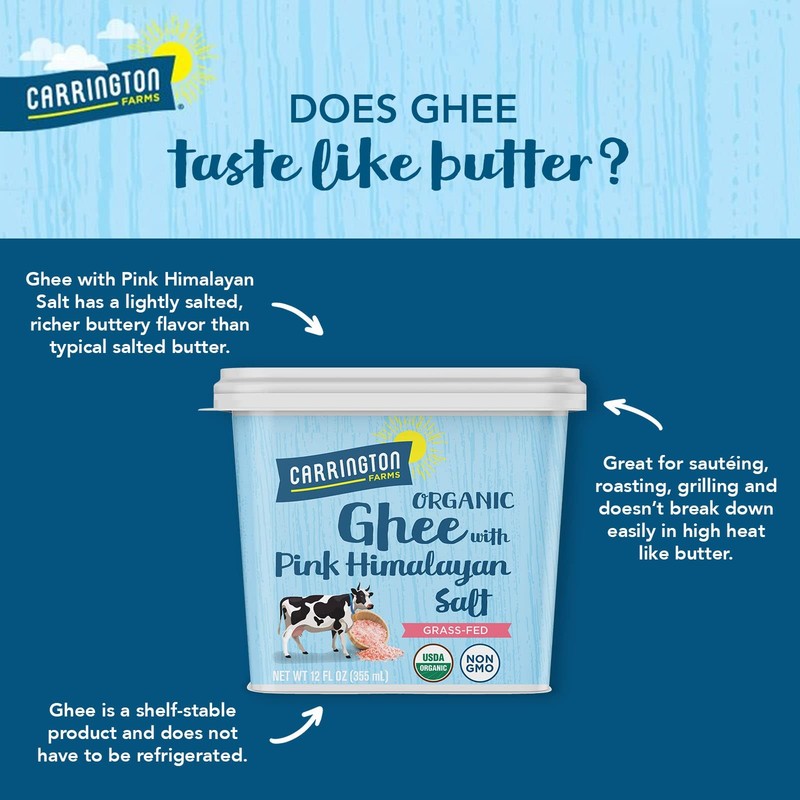 Organic Grass-Fed Ghee with Himalayan Salt - 12oz Jar for Cooking & Baking gallery