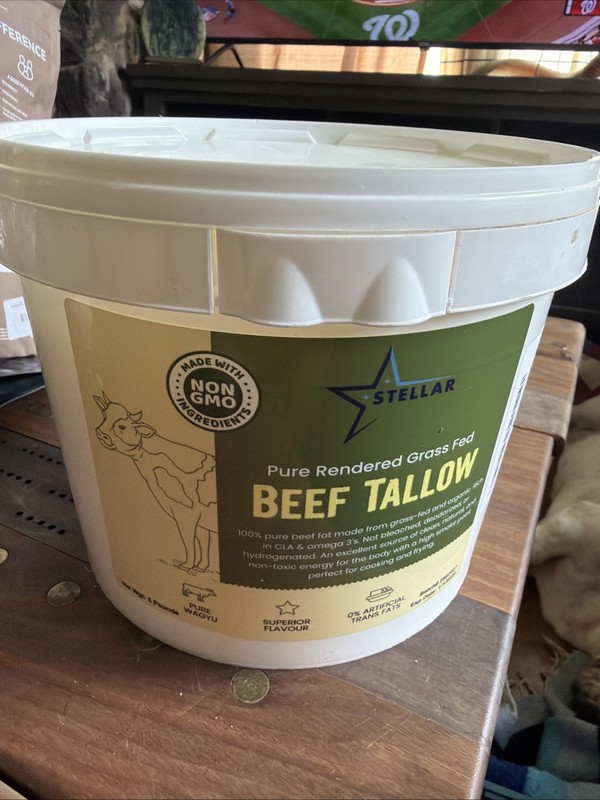 Beef Tallow – 100% Grass-Fed & Finished – Good for Cooking, Food Grade – 5 LBS