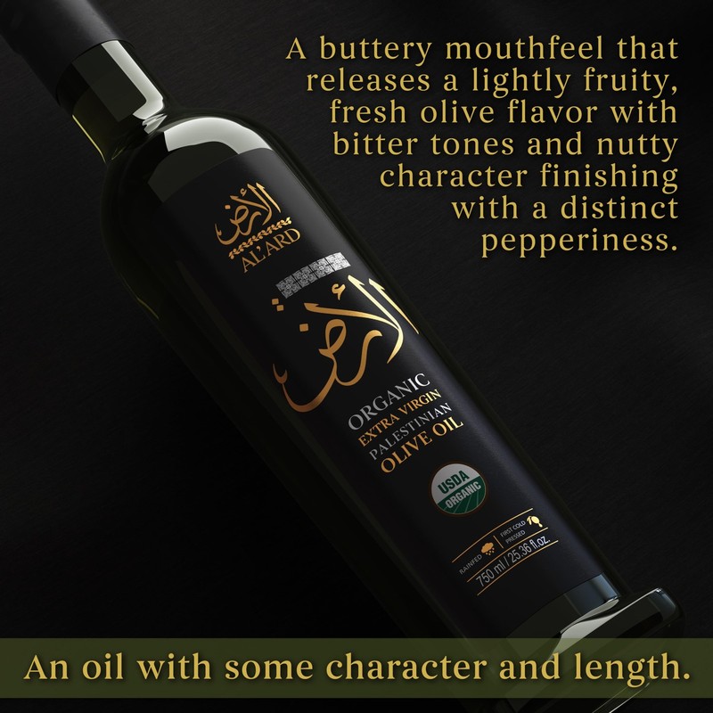 Al'Ard Palestinian Organic Extra Virgin Olive Oil, 750ml Cold Pressed Olive O... gallery