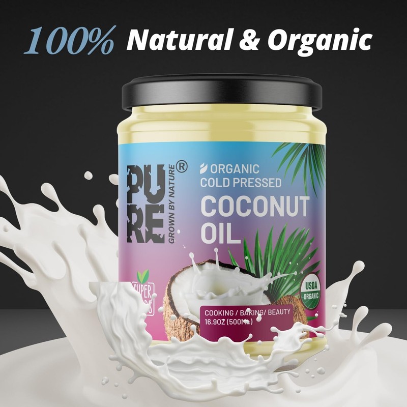 Pure Organic Cooking Coconut Oil 16.90 Oz Extra Virgin Cold Pressed Hair &Skin gallery
