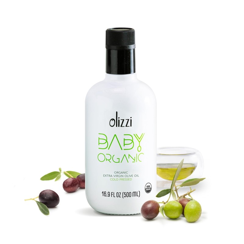 Olizzi Baby Organic Extra Virgin Olive Oil, 16.9oz – Cold Pressed for Baby Food