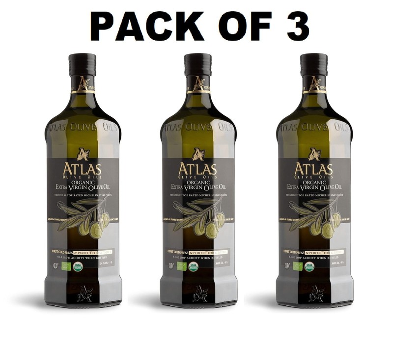 Atlas Organic Cold Pressed Moroccan Extra Virgin Olive Oil, Polyphenol Rich 1 LT