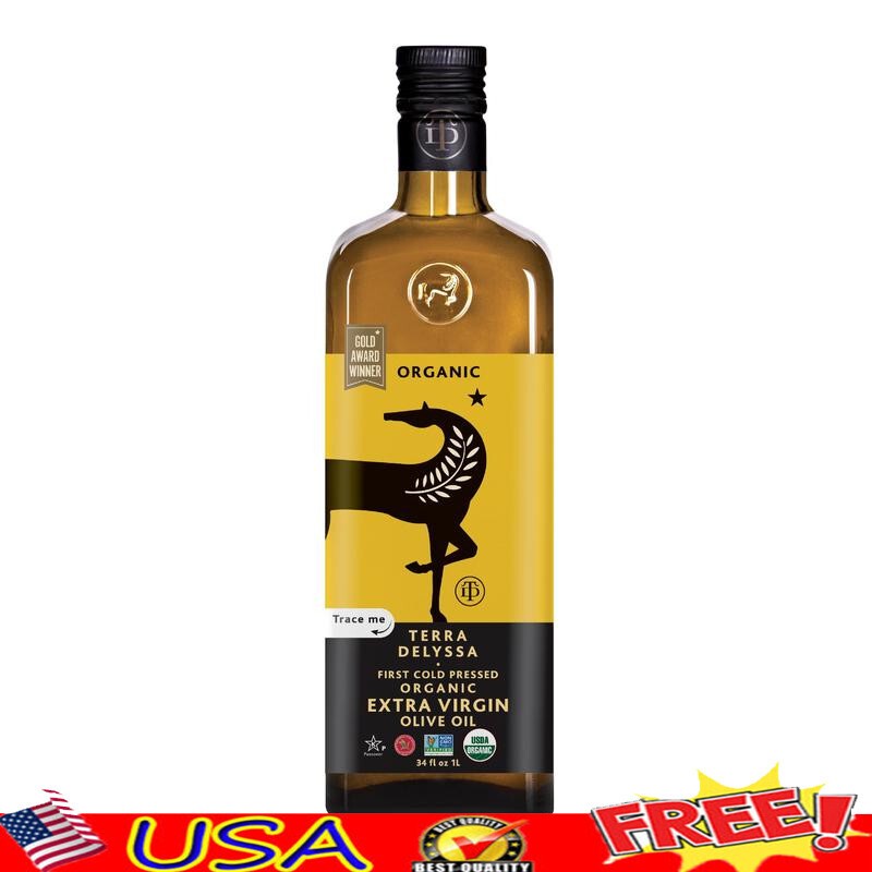 Organic Extra Virgin Olive Oil 34 fl. oz. Glass naturally high polyphenols