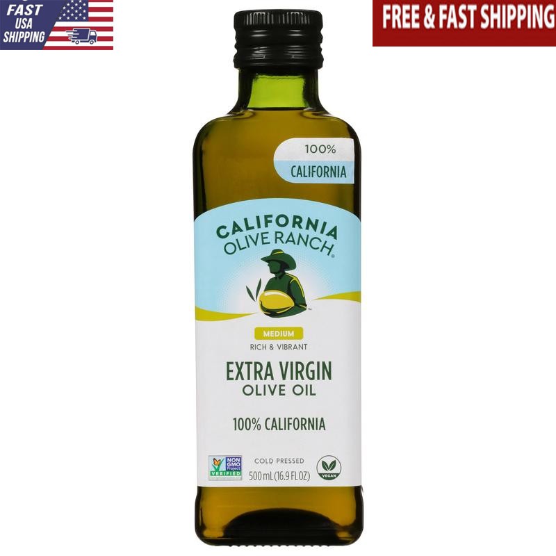 100% California Medium Extra Virgin Olive Oil 16.9 Fl Oz Cold Pressed Vegan New