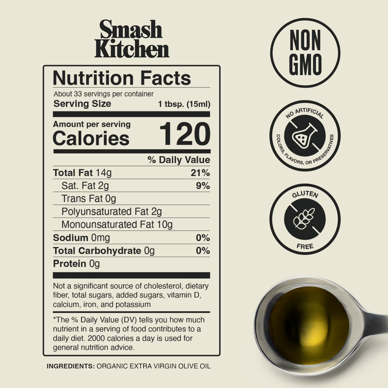 Smash Kitchen Organic Classic Extra Virgin Olive Oil, 16.9 fl oz gallery