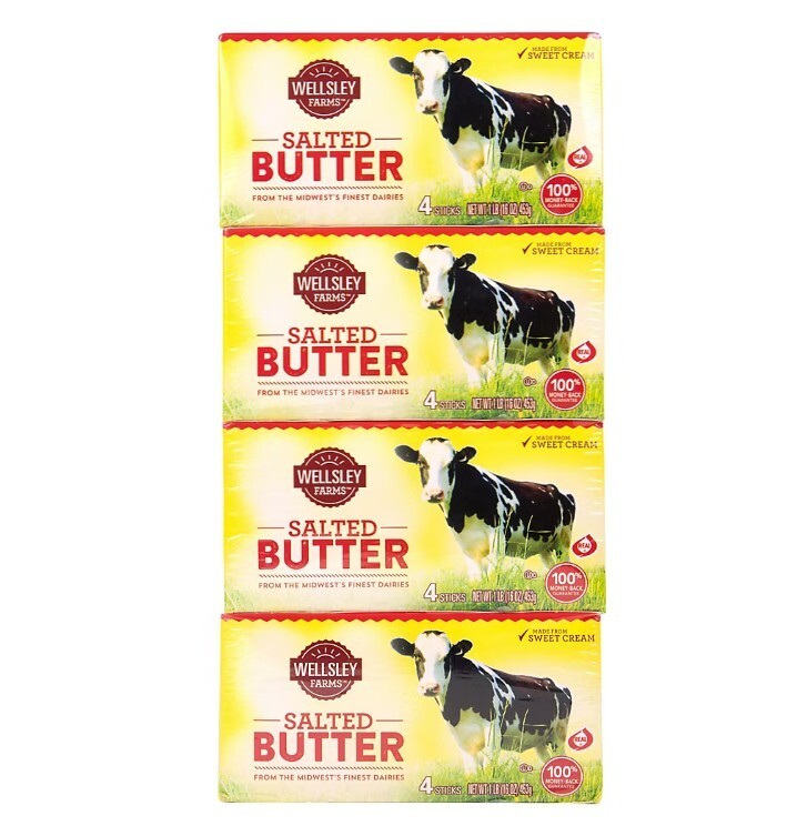 Wellsley Farms Salted Butter, Elgin Quarters, 4 pk./1 lb.