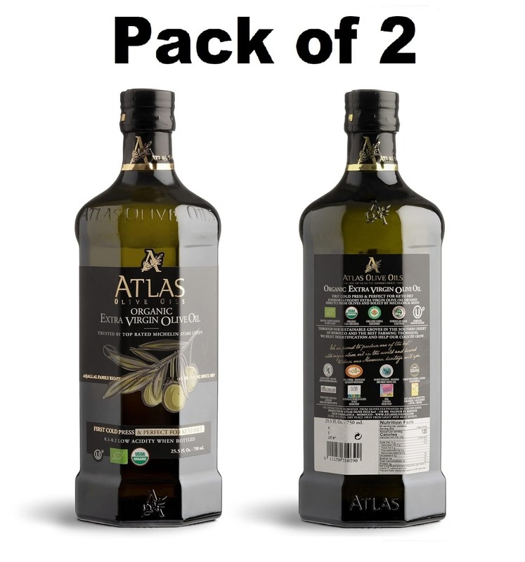 Atlas Organic Cold Pressed Moroccan Extra Virgin Olive Oil, Polyphenol Rich, NEW