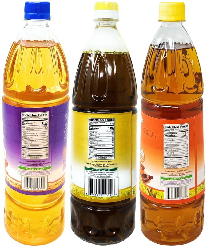 Rani Premium Oils Combo Set of 3 - Peanut Oil, Mustard Oil, Sesame Oil 33.8oz gallery