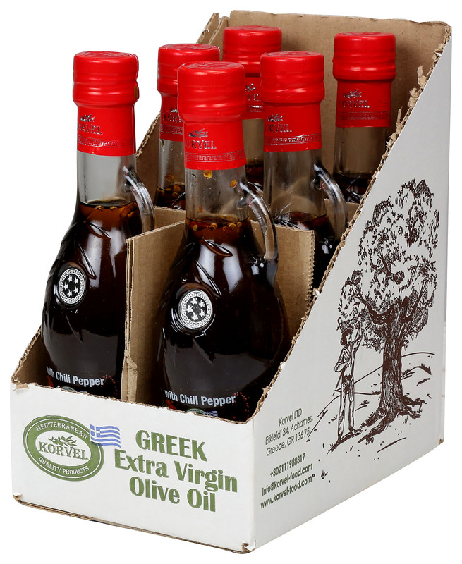 KORVEL Greek EVOO with Chili Pepper, Amphora 8.45 fl oz-6 pack gallery