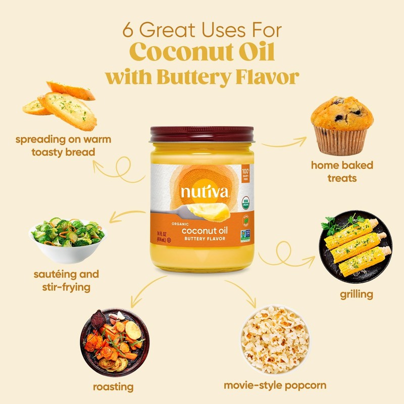 Nutiva Organic Coconut Oil with Non-Dairy Butter Flavor, 14 Ounce Pack of 2, ... gallery
