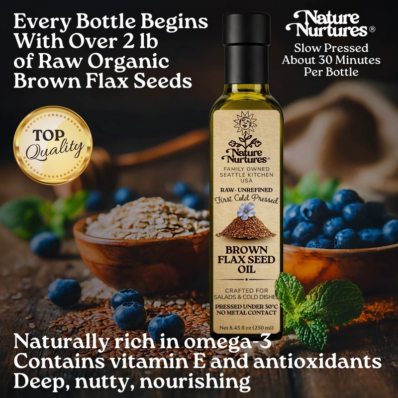 Brown Flax Oil Cooking Raw Unrefined First Cold-Pressed Below 30C Made in USA gallery