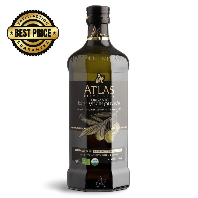 Atlas 750 mL Organic Cold Press Extra Virgin Olive Oil 25.5 Fl Oz (Pack of 1)