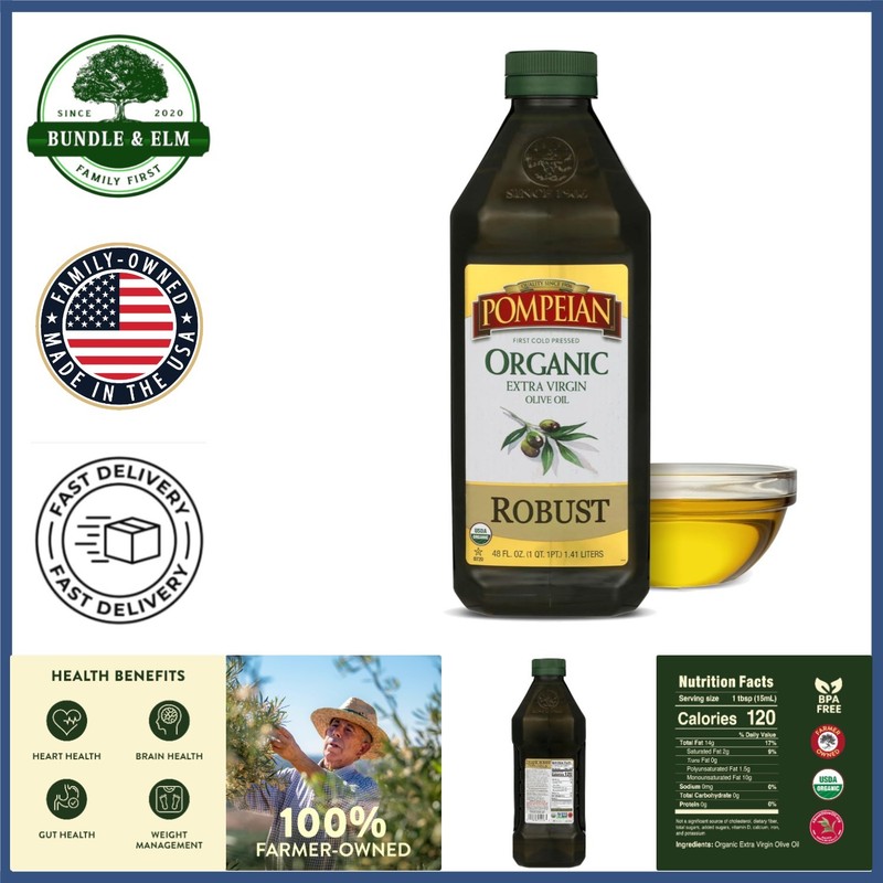 USDA Organic Extra Virgin Olive Oil, 48 Oz, Gluten Free and Non-GMO Cooking Oil